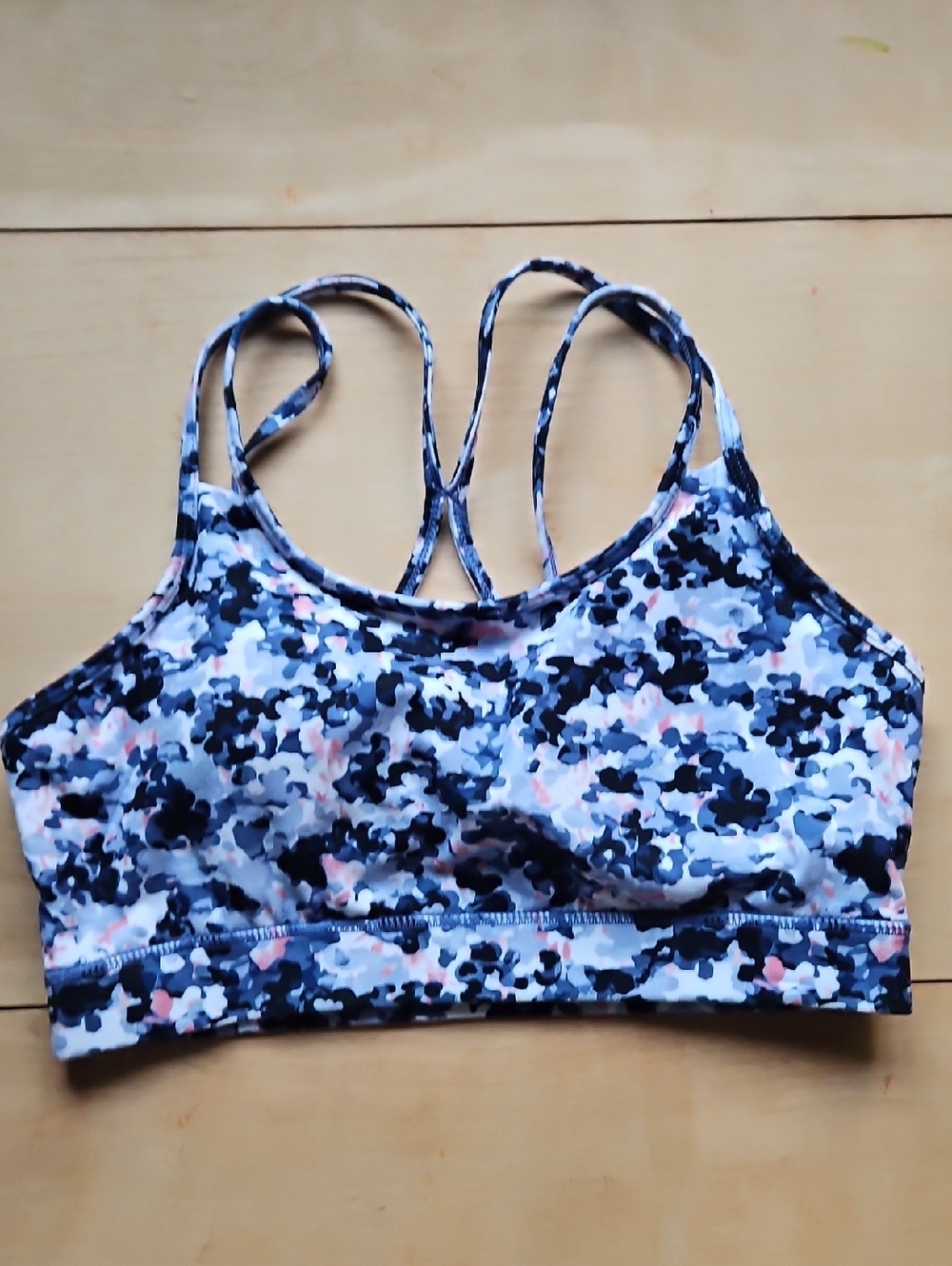 GAIAM Blue and Pink Camo Double-Strap Sports Bra M